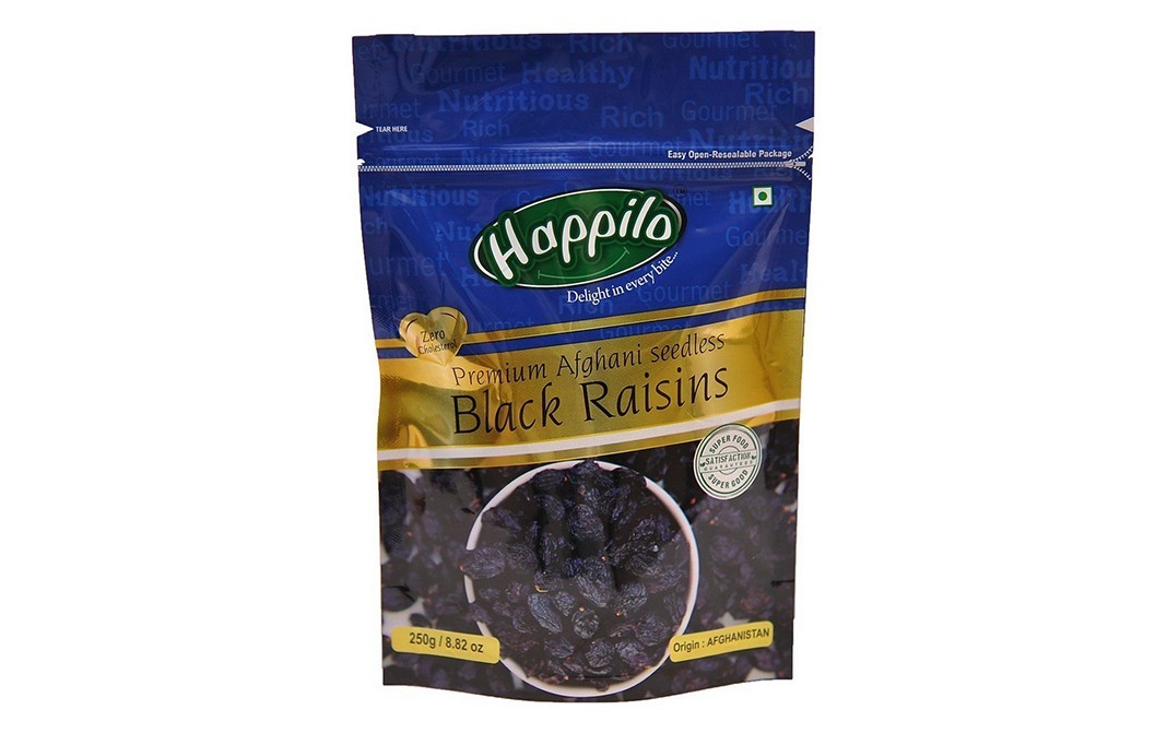 Happilo Premium Afghani Seedless Black Raisins   Pack  250 grams